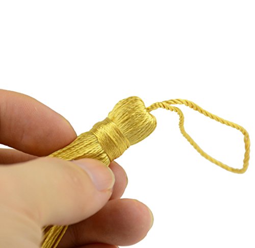 20Pcs 4.3 Inch Silky Mini Craft Tassels for Earrings, Souvenir(Light Gold) - color: Light Gold
