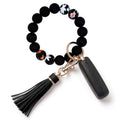 BIHRTC Key Ring Bracelet Car Keychain Holder Wristlet Silicone Women Beaded Bangle Chains - color: Flowers Demon Eye