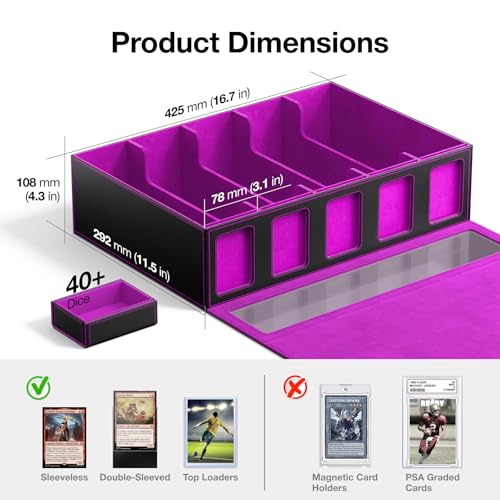 Trading Card Storage Box 3900+ with Handle, Black Purple - color: Black Purple, size: 3900+ with Handle & Metal Latch