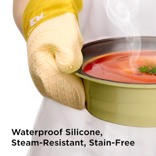 Kitchen Mama UltraShield Silicone Oven Mitts, Yellow - color: Yellow