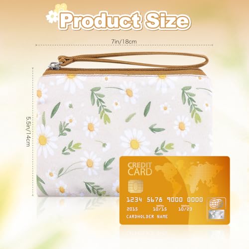 Cotton Floral Small Organizer Bag Coin Purse for Women with KeyChain Small Prints Zipper Change Purse coin Pouch Card Holder Wallet Clutch for Women Girls - color: Yellow
