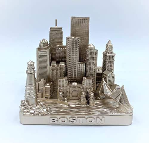 ZIZO Modern The World Landmarks Model Buildings City Skyline Statue for Home Decor for Boy Friends Gold 4" (Boston) - color: Boston