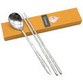 GARASANI Korean Traditional Cutlery Stainless Steel Spoons and Chopsticks Set (Silver Plum blossom) - color: Silver Plum blossom