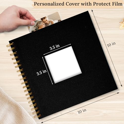 10"x10" Scrapbook Photo Album Linen Cover 20 Sheets 40 Pages White Paper - color: Black, size: 10 Inch 40 Pages