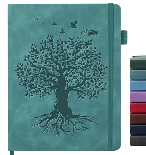 Lined Journal Notebook for Women Men, A4 Hardcover Leather Journals - color: A-Tree-Sea Green, size: 1 Pack-A4（8.5"×11"）