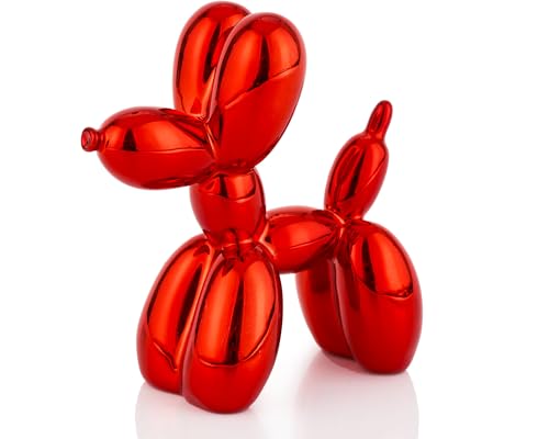 4 Inch Shiny Red Balloon Dog Sculpture - color: Shiny Red