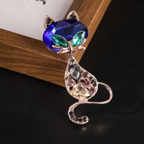 Elegant Silver Cat Brooches & Pins for Women - Fashionable Korean Style Electroplated Diamond-Set Accessories, Cute Lapel Pin for Coats & Bags