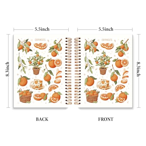 JXREQ Orange Fruit Notebook Journal for Women Diary Writing, Oranges Journaling Notebooks for Note Taking, School Office Supplies, Summer Fruit Spiral Notebooks 5.5x8.3 - color: Fruit 8