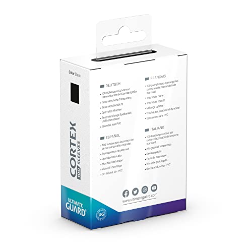 Ultimate Guard Cortex Outer Card Sleeves, 100 Standard Size TCG Sleeves, 66 x 91mm, Black Back, Glossy Finish, No PVC & Acid-Free, High Clarity - color: Black, size: Standard Glossy