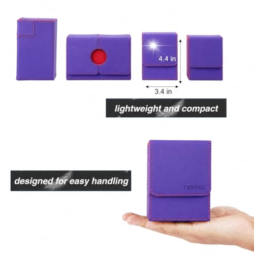 Venssu MTG Deck Box with Commander Display, Fits TCG Cards (Purple&Red) - color: Purple&Red
