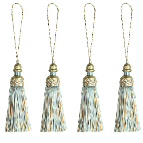 4 Pack Tassel Key Tassel with Loops for Home Decoration - color: Mix Blue, size: 4 Pack