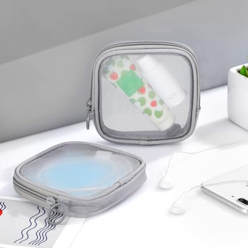 Weewooday 4Pcs Mesh Makeup Bag, Gray, Small, Classic - color: Gray, size: Small, style: Classic