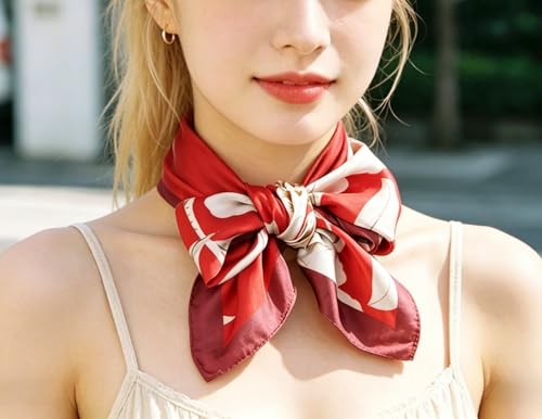 Silk Like Square Scarf for Women Men 27.5" - color: Red