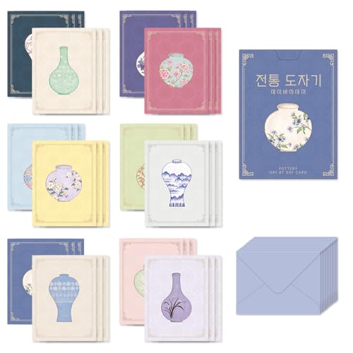 Monolike Day by Day Card, 104 Pottery - Mix 48 Mini Single cards, 24 envelopes Package - color: 104 Pottery