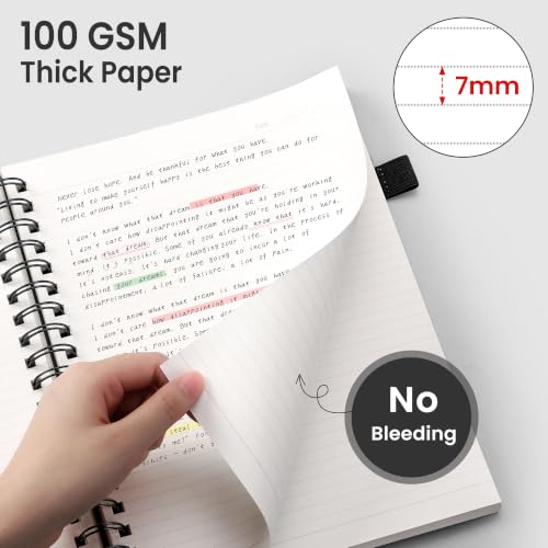 EMSHOI Lined Spiral Journal Notebook, 300 Pages, A4 Size (8.2'' x 11.2'') - color: Black, size: A4