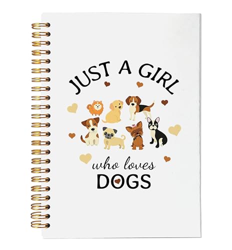 VNWEK Dog Lovers Mom Owner Gifts Spiral Notebook Journal 5.5x8.3 Inch, Just a Girl Who Loves Dogs Journal, Pet Lover Gifts, Cute Puppy Lined Hardcover Spiral Notebook - color: Dog notebook-1