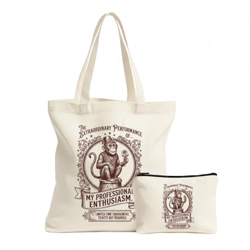 Aesthetic Canvas Tote Bag for Women – Minimalist Open-Top Design, Perfect for Books, Daily Errands and Gifting. - color: Vintage Professional Monkey
