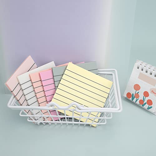 Temiary 6P Transparent Sticky Notes with Lines, Clear See Through Memo Pad - color: Morandi With Lines