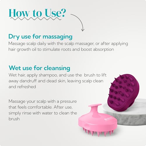 HEETA 2-Pack Large Scalp Massager Scrubber Shampoo Brush for Hair Growth - color: Pink & Purple