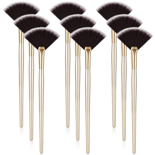 Maitys 9 Pieces Facial Fan Mask Brushes, Brown - color: Brown