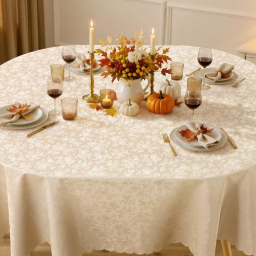 Smiry Oval Waterproof Heavy Duty Vinyl Tablecloths, 60 x 84 Inch - color: Beige, size: 84" x 60" (Oval)