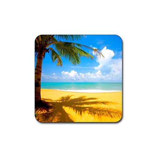 Summer Beach Pattern Square Coaster Set of 4 - Made of Recycled Rubber - color: Summer Beach Pattern Square