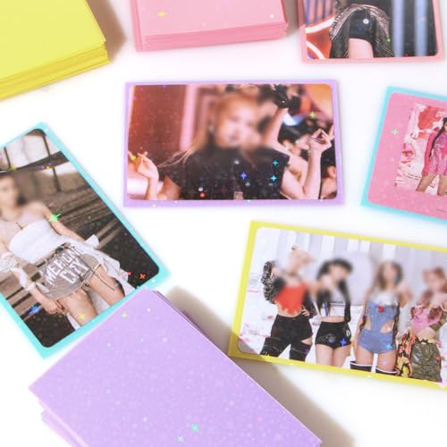 100Pcs Star Laser Flashing Kpop Photocard Sleeves - Clear Colored Holographic Card Protectors for Baseball & Korean Idol Photo Card
