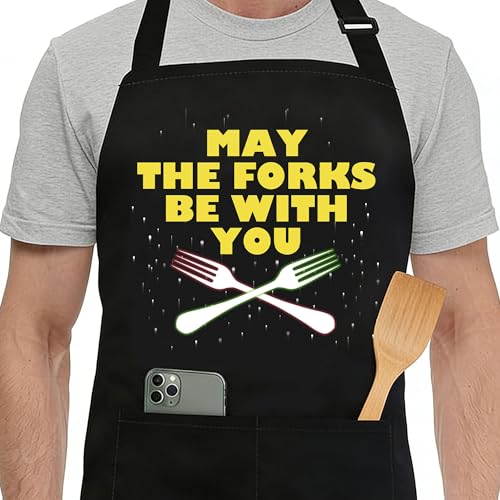 Funny Black Apron with Pockets for Man,Dad,Husband,Father in Law,Chef Daddy Women Grilling Apron BBQ Cooking Gifts - color: Apron-9
