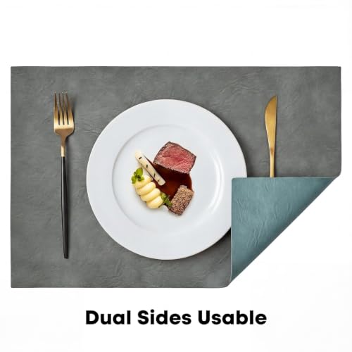 Artoid Mode Gray Faux Leather Placemats Set of 4 - color: Gray, size: 12" x 18", Rectangular Set of 4