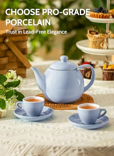 Sweese Teapot, Porcelain Tea Pot with Stainless Steel Infuser, Blooming & Loose Leaf Teapot - 27ounce, Lilac - color: Lilac, size: 27oz (with infuser)