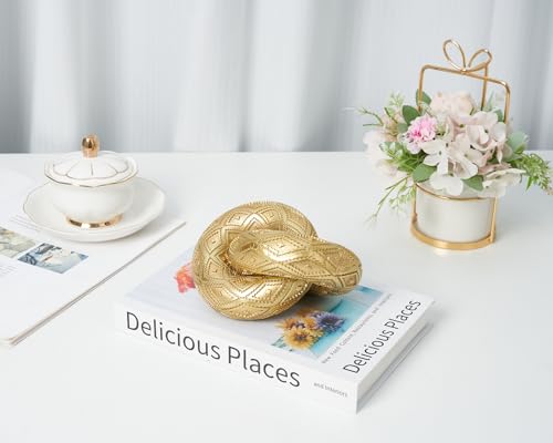 Knot Chain Link for Coffee Table Decor, 2 Link Resin Aesthetic Decor Decorative Chain Knot, Rose Gold Cool Stuff to Put on Shelf, Boho Minimalist Knot Decor for Neutral Home Decor - color: Rose Gold