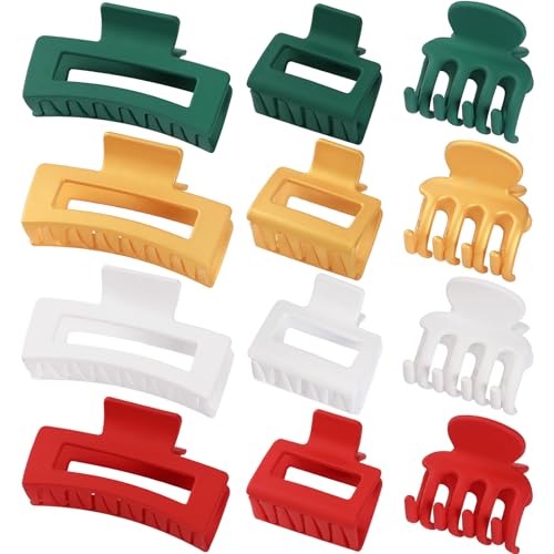 SMKSL 12 Pcs Hair Claw Clips for Women & Girls 3 Styles Hair Accessories - color: Christmas