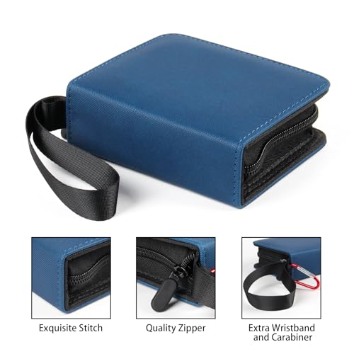 GEAoffice Mini Trading Card Binder 1 Pocket Holds 80 Cards, Zip Close, Blue - color: Blue-Dia
