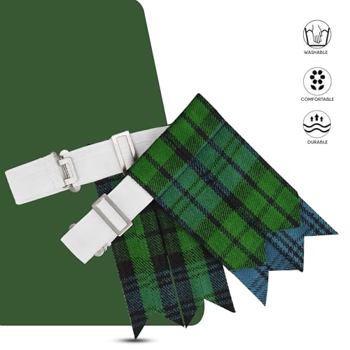 EZE Kilt Flashes for Men with Heavy Buckle Adjusters, Plain & Tartan Kilt Sock Flashes Acrylic Wool - color: Campbell Ancient