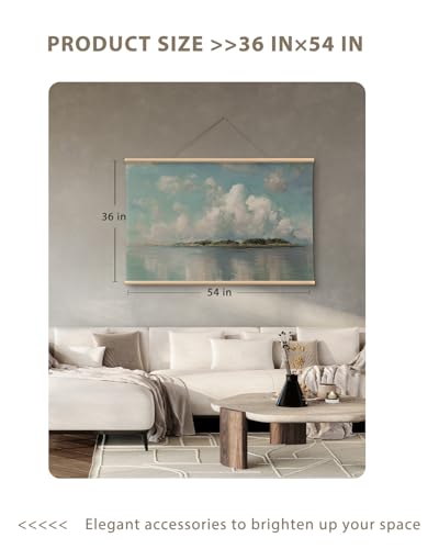 VIYYIEA Extra Large Blue Sky Clouds Canvas Wall Art, Impressionist, 36x54in - color: Cloud Landscape Scroll
