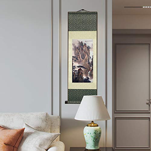 AtfArt Silk Scroll Painting, Asian Wall Art, Autumn, 36.2x12in - color: A6