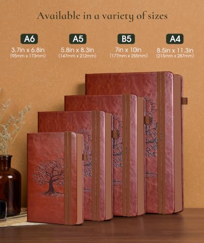 Small Journal Notebook 3.7"x6.8", 300 Page Lined Paper Pocket Size Notebook - color: Brown, size: A6 (3.7in x 6.8in)