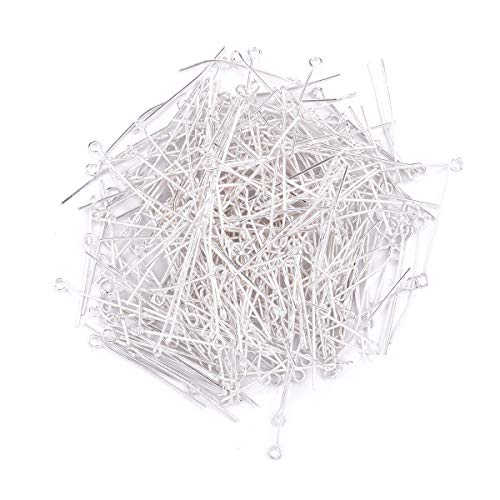 BEADIA Open Eye Pins Silver Head Pins for DIY Jewelry Making 30mm 300pcs - color: Silver, size: 30mm