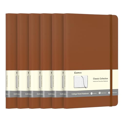 Comix 6 Pack Lined Journal Notebooks for Work, 240 Pages, 5.5"x8.3", Brown - color: Brown, size: 6 Pack
