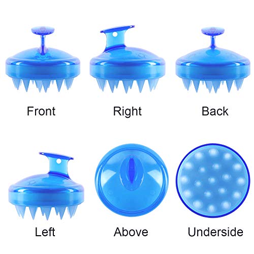INVODA 2PCS Scalp Massager Shampoo Brush Soft Silicone Bristles for Dandruff Removal & Hair Growth, Waterproof Wet/Dry Use, Men, Women & Pets - color: Blue 2 Pcs