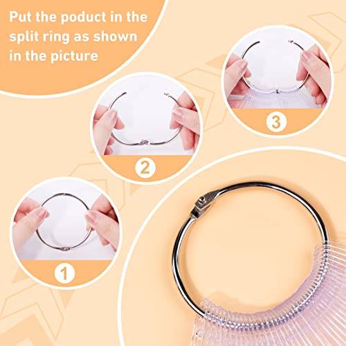 Subay 100pcs Fan-shaped Nail Swatches Sticks with Number Stickers, False Fake Nail Art Tips Sticks Polish Gel Salon Display Practice Tools with Metal Split Ring Holder - color: Clear 100Pcs