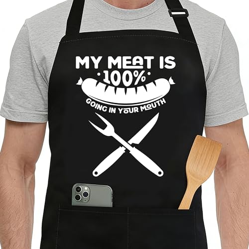Funny Black Apron with Pockets for Man,Dad,Husband,Father in Law,Chef Daddy Women Grilling Apron BBQ Cooking Gifts - color: Apron-5