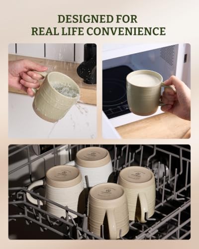famiware Coffee Mugs Set of 4, 13 oz Mug Set, Ceramic Cup Set with Handle - color: Constellation-Honey, size: 4 Count (Pack of 1)