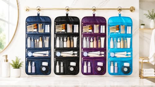 Freegrace Premium Hanging Toiletry Bag for Travel, Cosmetic Bag Organizer - color: Black