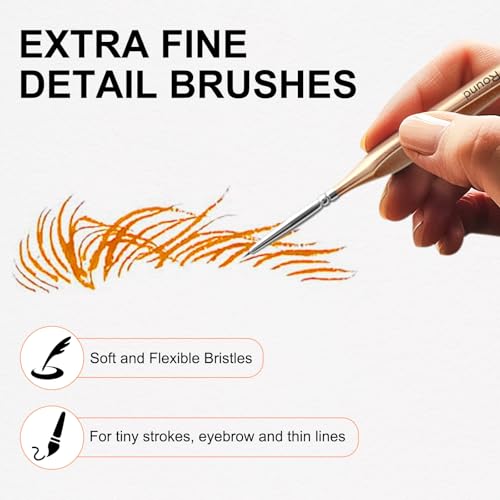 Nicpro Detail Paint Brushes 5 PCS Aesthetic Extreme Fine Tip 10/0 Brush Set - color: Rose Gold, size: 10/0
