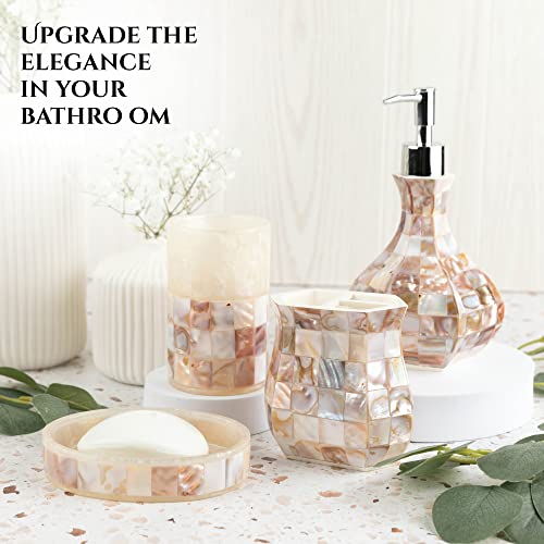 Milano Soap Dish for Bathroom - Decorative Dry Bar Holder Finished in Beautiful Mother of Pearl - Durable Resin Design - Best Dishes for Sink/Bath/Shower/Bathtub Decor - style: Soap Dish