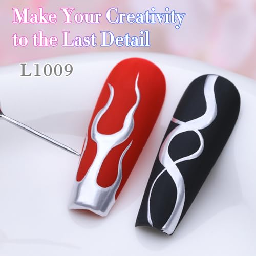 Double Rhythm 15 Ml Metallic Gel Liner Nail Art Gel Bronze Mirror Chrome Painted Drawing Stripper 3D Effect Gel Polish (Chrome Silver-L1009) - color: Chrome Silver