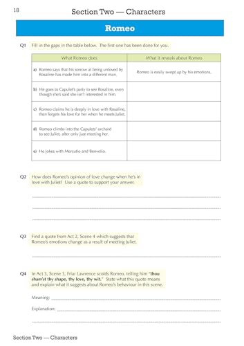 Romeo & Juliet Workbook Inc Answers