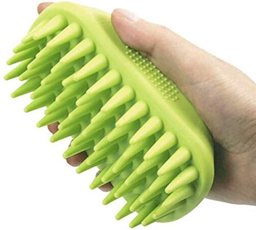 Pet Silicone Shampoo Brush for Long & Short Hair Medium Large Pets Dogs Cats,Shower Wash Curry Brush,Dog hair Products Accessories Dog Back Massage for Long & Short Hair Small Large Pets Dogs(Green) - color: Green