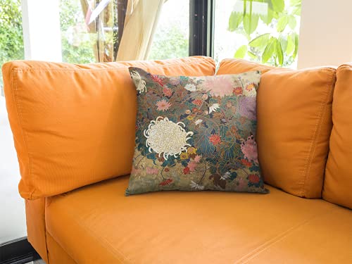 WAZHIJIA Oriental Floral Throw Pillow Cover Chinoiserie Couch Outdoor Pillow Pillow Case Japanese Flower Sofa Pillowcase 18 X 18 Inch - size: 18" x 18" (Pack of 1)